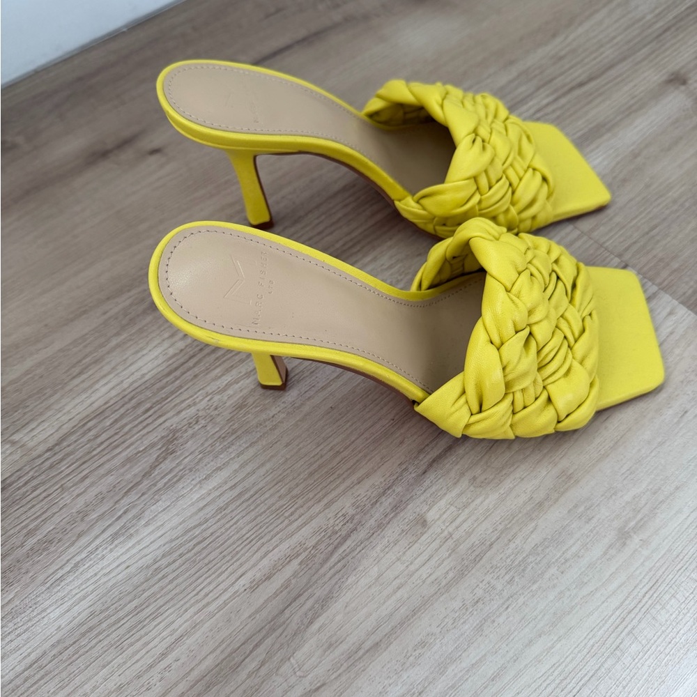 Marc Fisher Bright Yellow Braided Heels